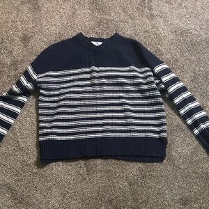 Time and Tru Woman’s Navy and White Striped Crewneck Sweater